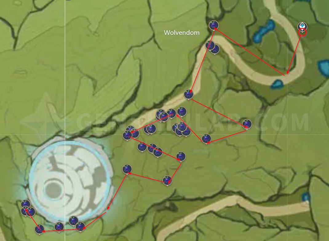 Genshin Impact Wolfhook Farming Routes (Material for Razor)