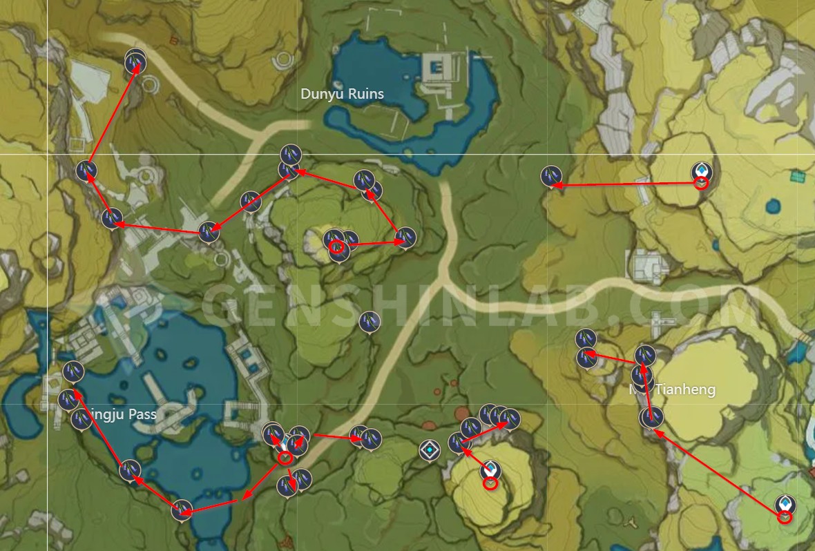 Genshin Impact Violetgrass Farming Routes (Ascension Materials For Qiqi) map 7