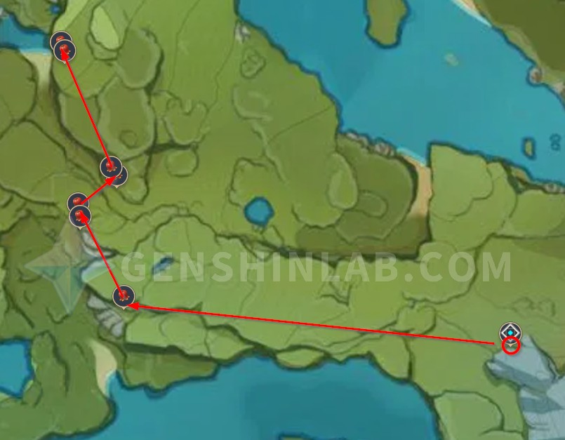 Genshin Impact Jueyun Chilli Farming Routes - Northeast of Stone Gate
